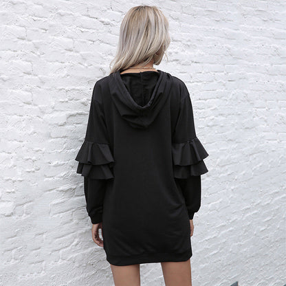 Dames Hoodie Jurk Comfortabel met Ruffles Mouwen
