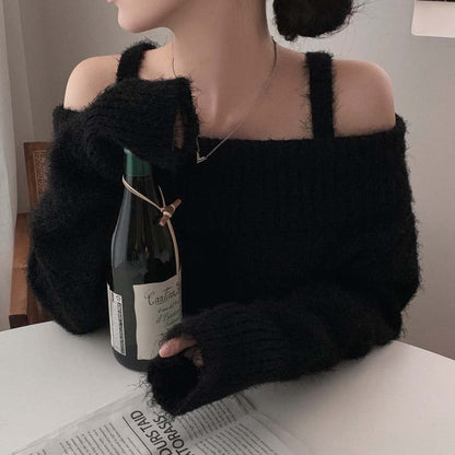 Dames Gebreide Off-shoulder Trui Stijlvol Trendy