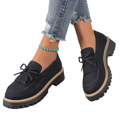 Dames Loafers met Strik en Franje Dikke Zool