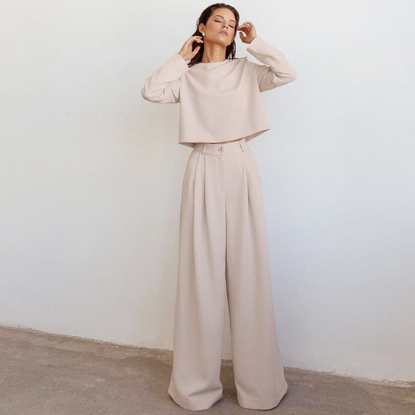 Dames Co-ord Set Lange Mouw Top Wijde Broek Devani