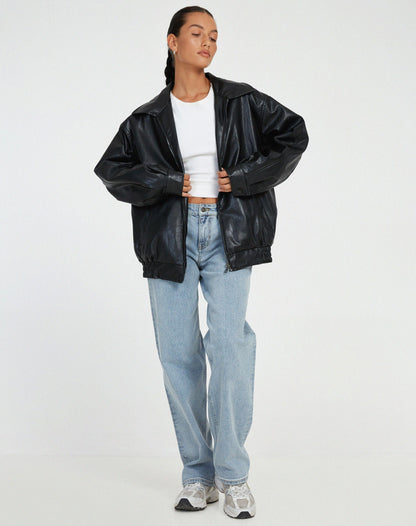 Leren Jas Oversized Comfortabel Trendy Losse Fit - Mode Vibes