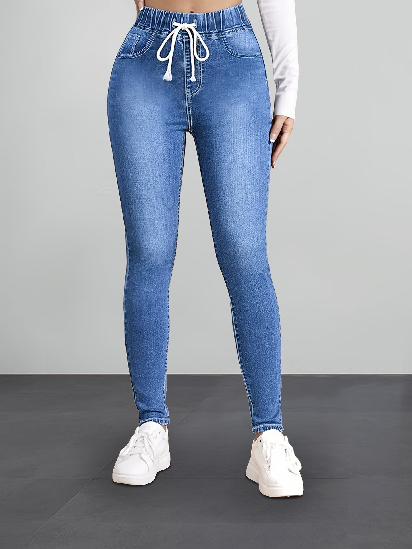 Stretchbroek Jegging Slim Fit Elastische Waistband Denim Look - Mode Vibes
