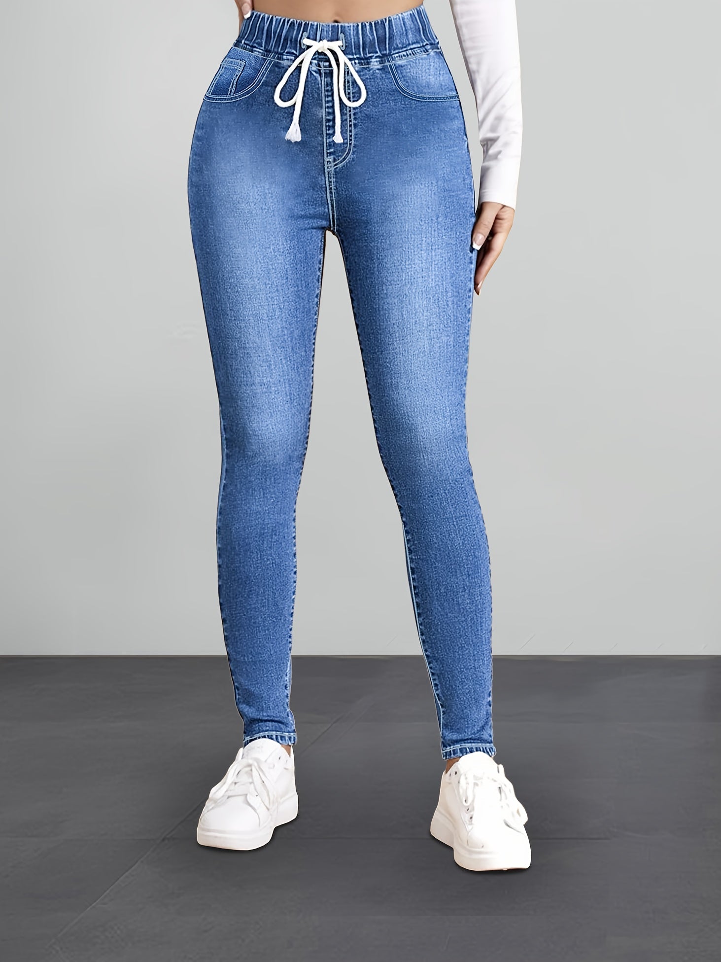 Stretchbroek Jegging Slim Fit Elastische Waistband Denim Look - Mode Vibes