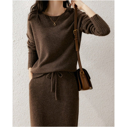 Dames Gebreide Set Rok en Trui Stijlvolle Kleding