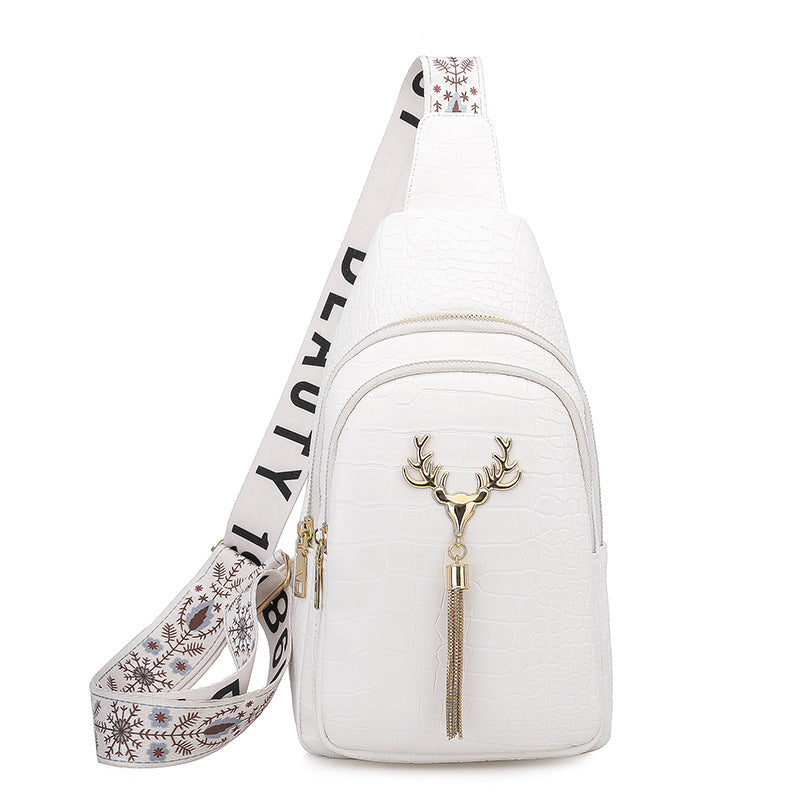 Dames Crossbody Tas met Hertenprint en Kwastjes