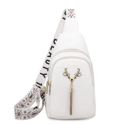 Dames Crossbody Tas met Hertenprint en Kwastjes