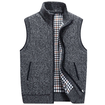 Heren Gebreid Vest met Opstaande Kraag – Stijlvol & Warm