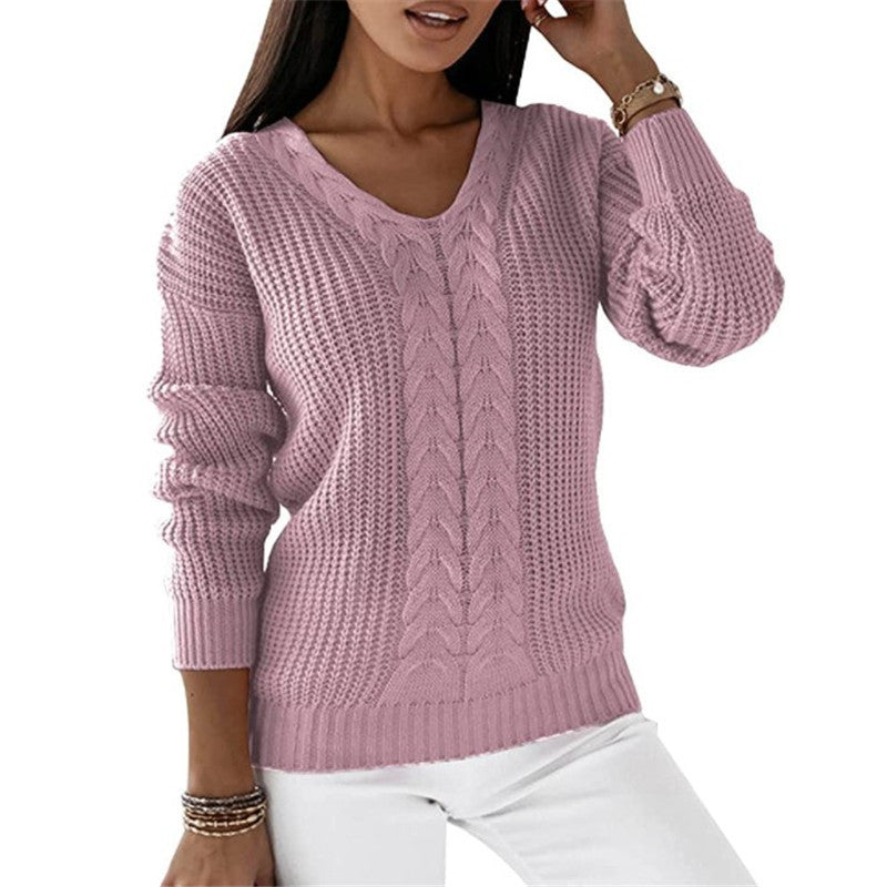 Dames Trui Gebreid V-hals Met Twist Detail