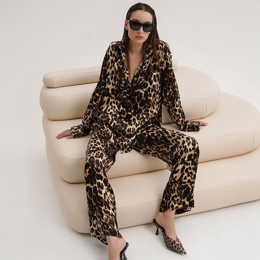 Dames Pyjama Set Panterprint Zacht Tweedelig