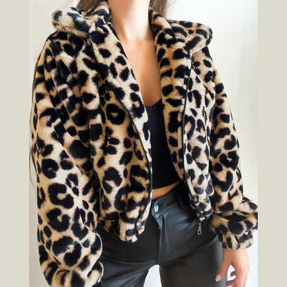 Dames Faux Fur Jas Kort Leopard Stijlvol