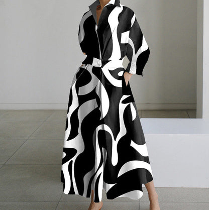 Dames Jurk met Overhemdkraag Elegante Stijl