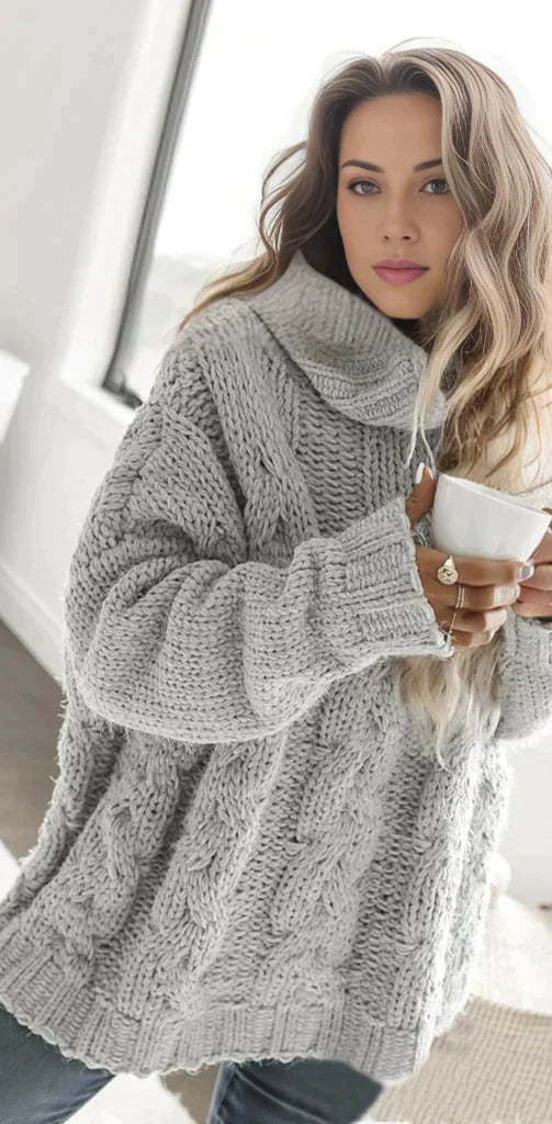 Oversized Trui Hoge Halslijn Zacht en Warm