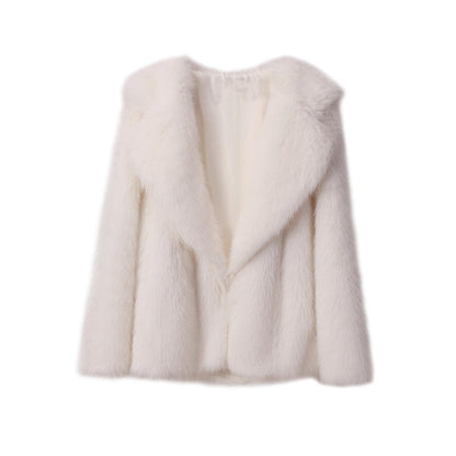 Dames Faux Fur Jas Grote Kraag Trendy Stijlvolle Zomerjas