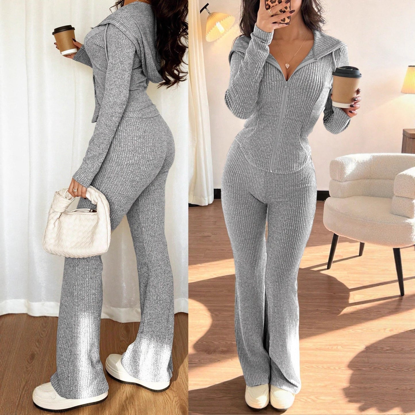 Dames Lounge Set Warm en Zacht met Broek en Vest