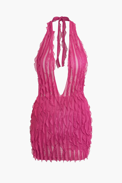 Mini-jurk Transparant Sexy Met Diepe Halslijn