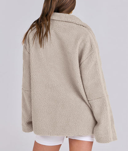 Dames Fleece Jas Oversized Warm en Zachte Winterjas