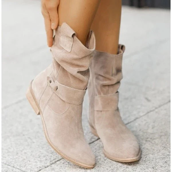 Enkellaarsjes Suède Look Slouchy Stijl Zacht Leer