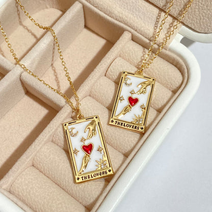 Gouden Tarot Oorhanger Druppel Ketting Zirkonia