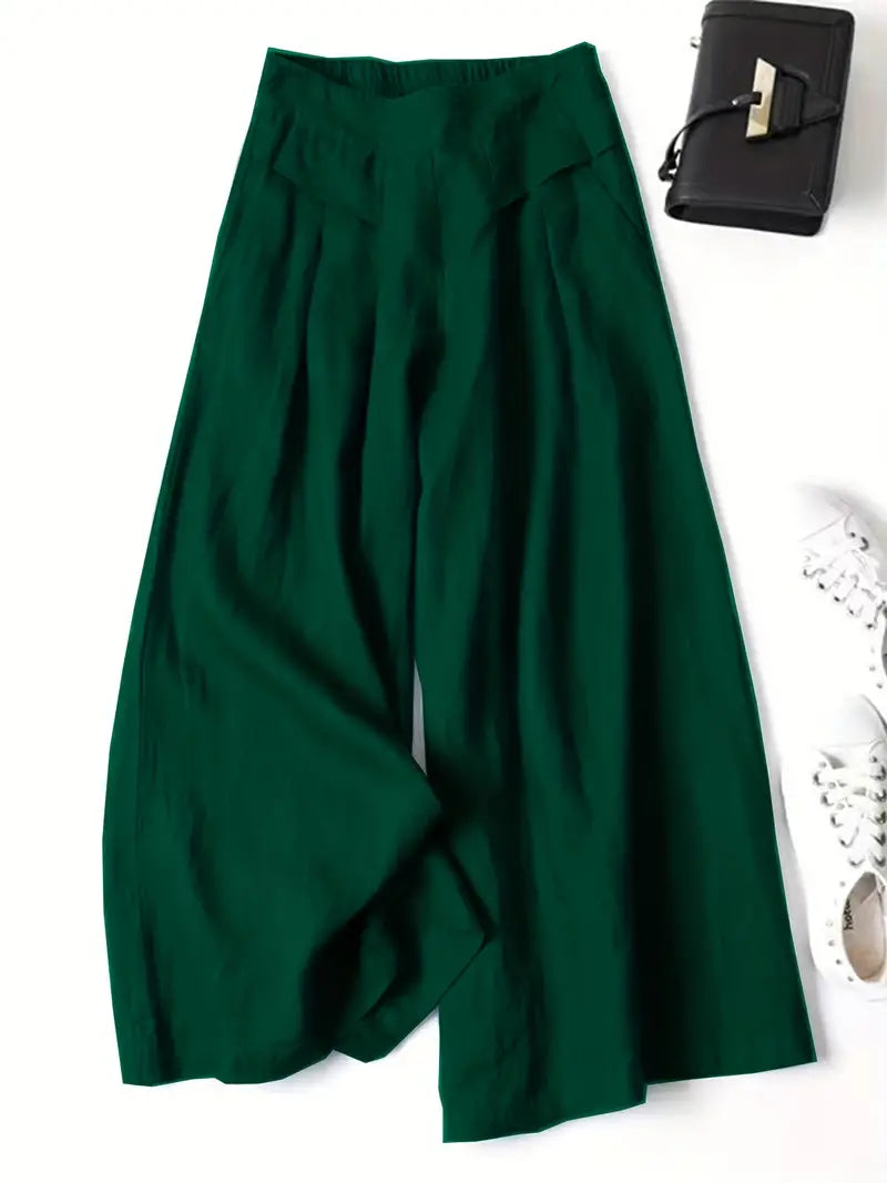 Linnen Broek Hoge Taille Wijde Pijpen Zomerse Stijl