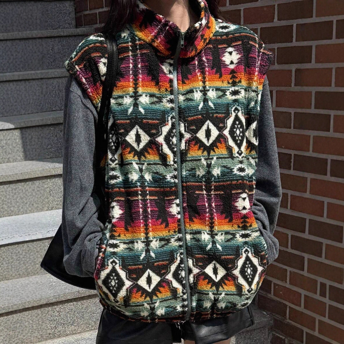 Dames Fleece Bodywarmer Aztec Print Warm en Stijlvol