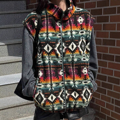 Dames Fleece Bodywarmer Aztec Print Warm en Stijlvol