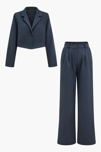 Dames Blazer en Wijde Broek Set Modern Stijl