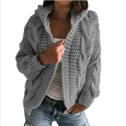 Dames Vest met Capuchon Gebreid Kabelpatroon