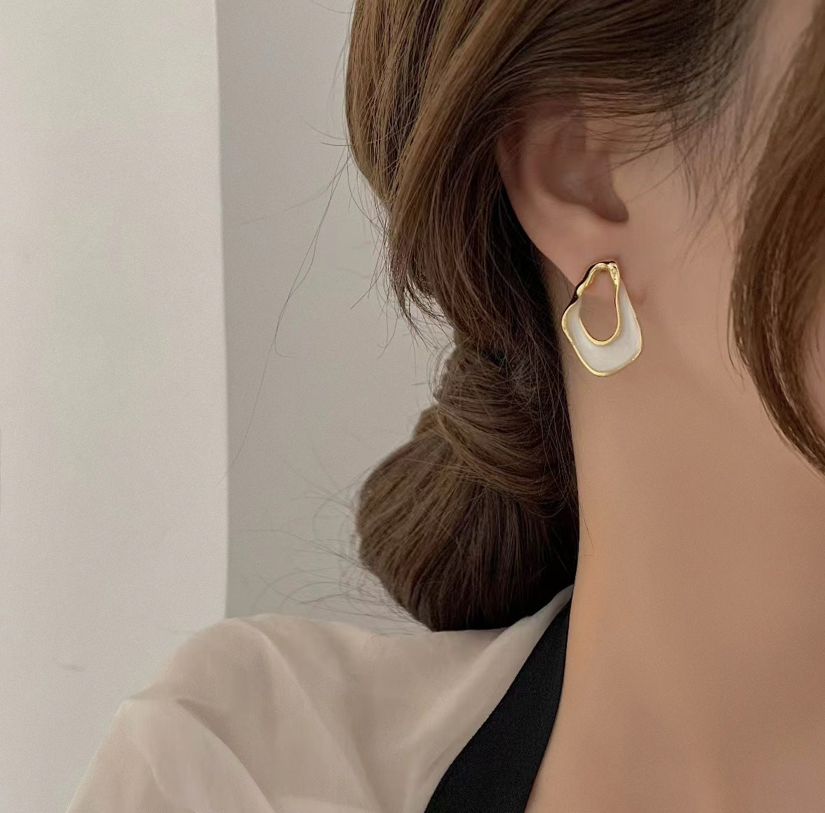 Dames Oorbellen Parel Gedraaide Elegante Zilverkleurig