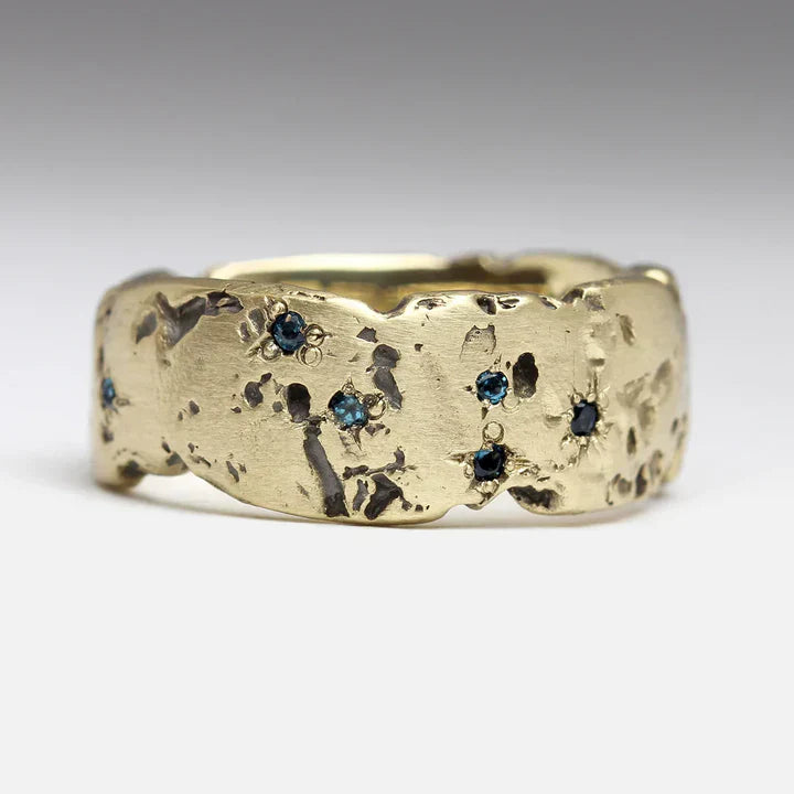 Blauwe Kristal Goudring Vintage Stijl - Mode Vibes