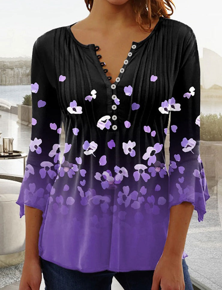 Dames T-shirt V-hals Zomerse Mode - Mode Vibes