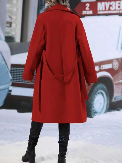 Klassieke Dames Trenchcoat met Dubbele Knoopsluiting – Elegant & Warm voor Herfst/Winter