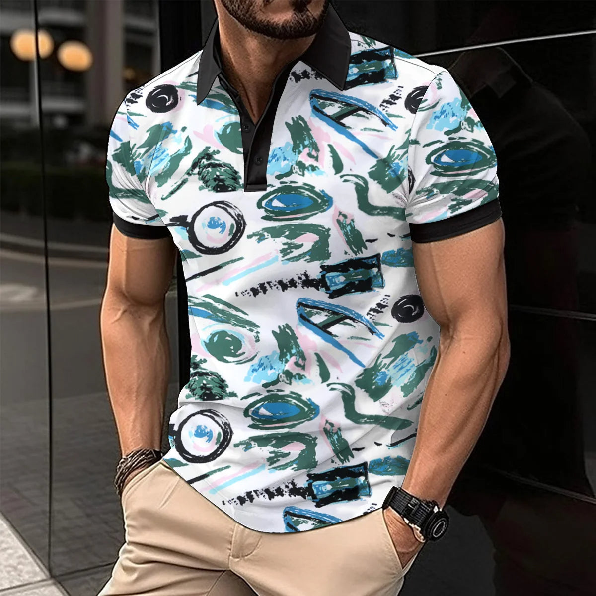 Plus Size Polo Shirt Gestreept Stijlvol voor Mannen
