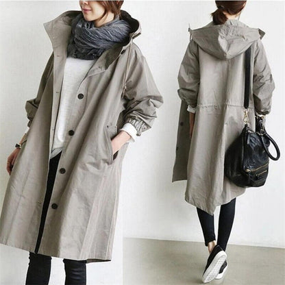 Dames Trenchcoat Waterdicht met Capuchon voor Lente en Herfst