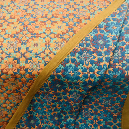 Kleurrijke Quilt Zeslaags Katoen Oranje Blauw Patroon