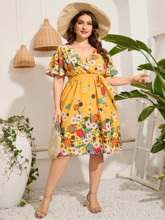 Midi-jurk voor Vrouw Zomer Trendy Korte Mouw - Mode Vibes