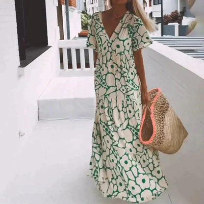 Maxi Jurk Groen Zomerjurk Lange Mouwen - Mode Vibes