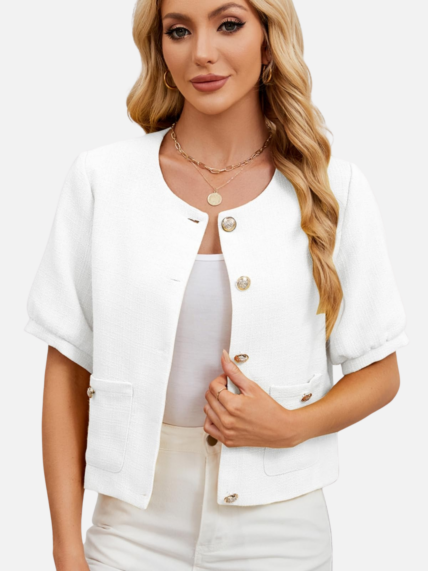Dames Cropped Jasje Tweed Elegant
