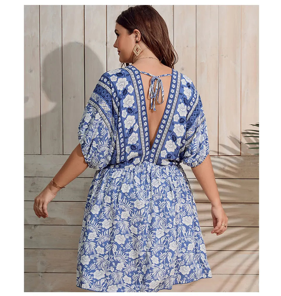 Plus-Size Bloem Jurk Stijlvol Grootmaten