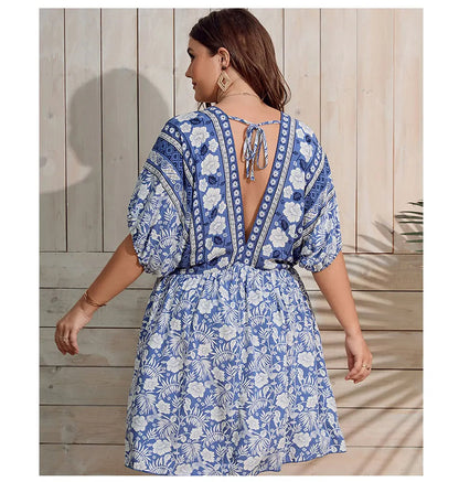 Plus-Size Bloem Jurk Stijlvol Grootmaten