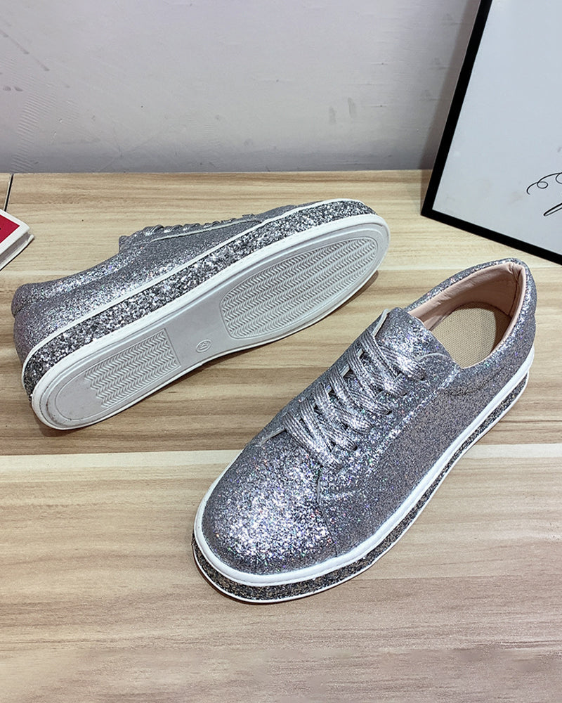 Glitter Dames Sneakers Plateau Sienna Stijlvol