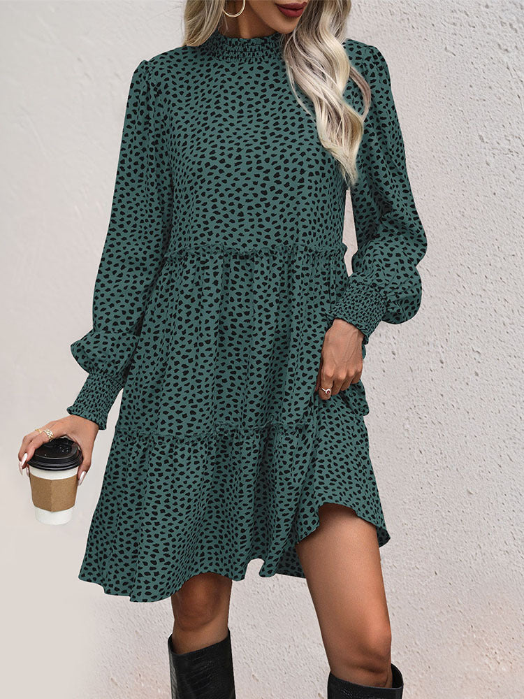 Dames Babydoll Jurk met Bloemenprint en Plooi Details