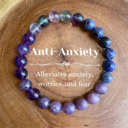 Edelsteen Armband met Amethist, Lepidoliet en Lapis Lazuli voor Rust - Mode Vibes