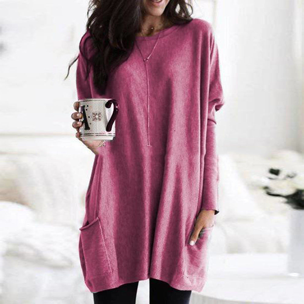 Dames Top met Lange Mouwen en Zakken Basis Collectie