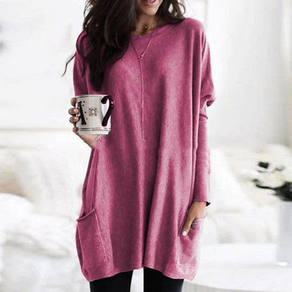 Dames Top met Lange Mouwen en Zakken Basis Collectie