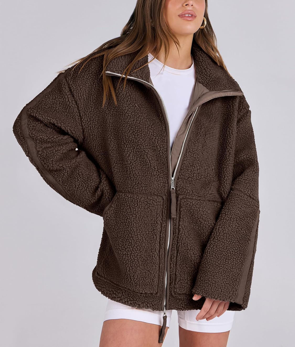 Dames Fleece Jas Oversized Warm en Zachte Winterjas