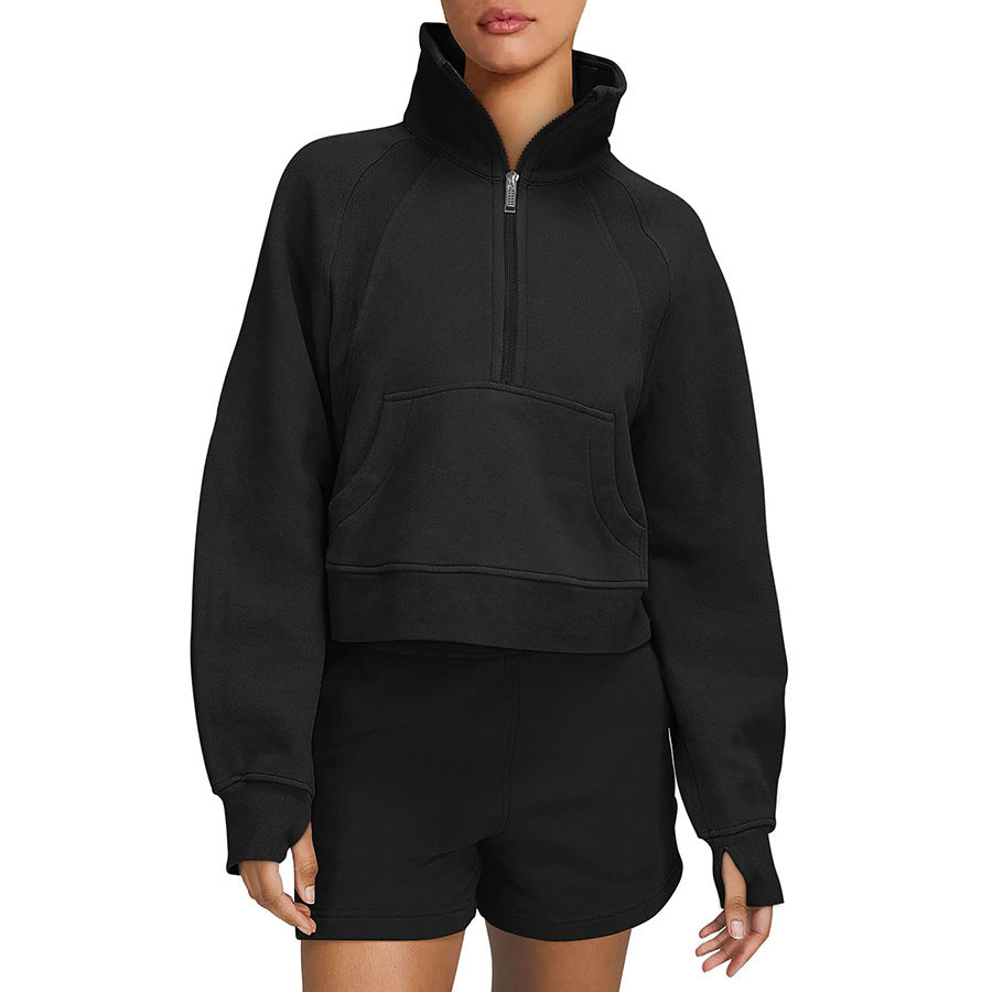 Dames Sweatshirt Sportief Comfortabel met Halve Rits