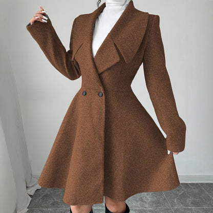 Dames Wollen Jas Elegante Look Getailleerd Model
