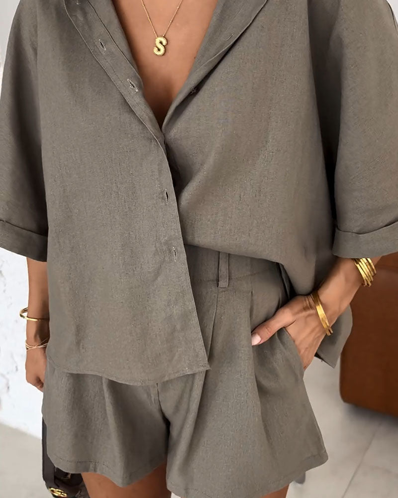 Zomerset Dames Luchtig Blouse Korte Broek Set
