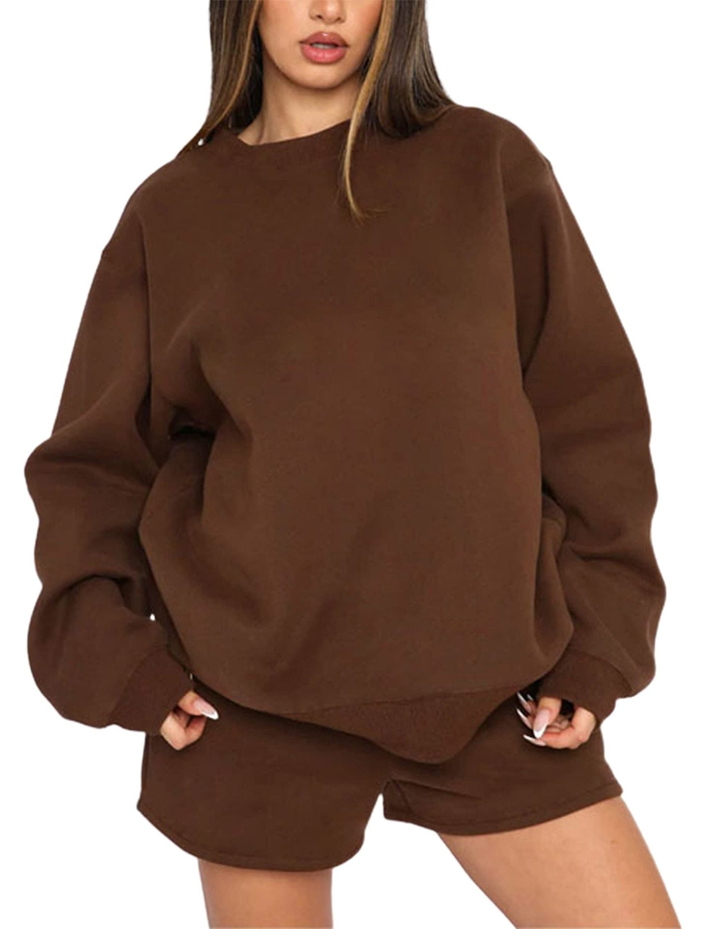 Dames Sweater Short Set Comfy Tweedelig Zomeroutfit