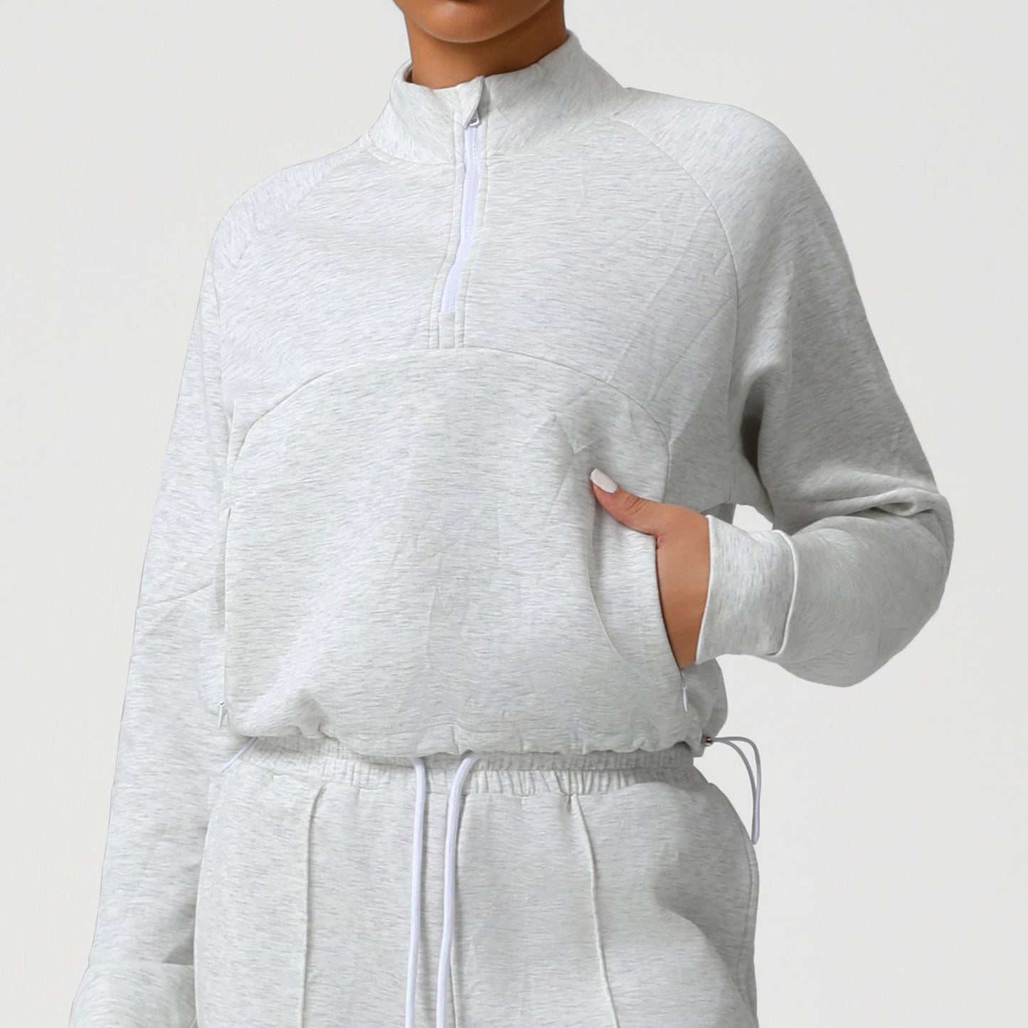 Dames Sportieve Trui Halve Rits Elastiek Detail - Mode Vibes